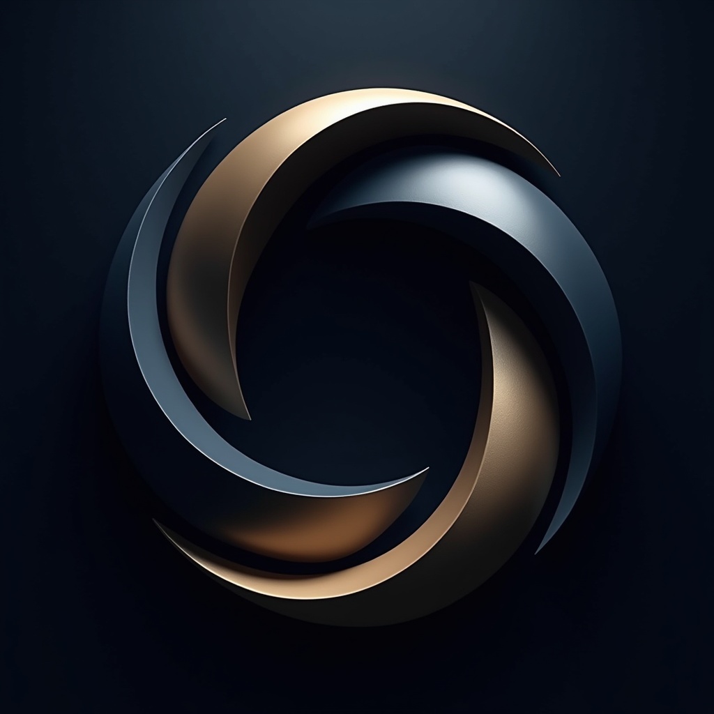 Abstrakte iterative Spirale in Gold auf Navy – Symbol für agile Entwicklungszyklen